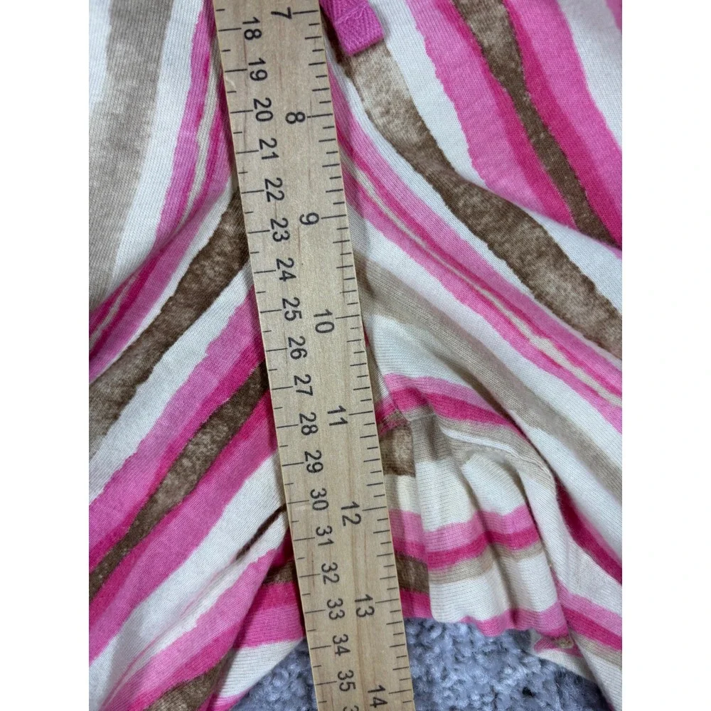 Life is Good Womens Pink Tan Striped Cotton Pajama Lounge Pants Size M
